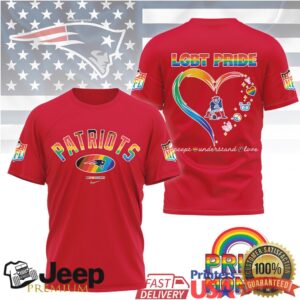New England Patriots LGBT Pride Month Rainbow Heart T Shirt New England Patriots LGBT Pride Month Rainbow Heart T Shirt
