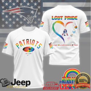 New England Patriots LGBT Pride Month Rainbow Heart T Shirt