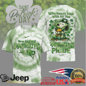 New England Patriots St. Patrick's Day Snoopy Pride Green Tee