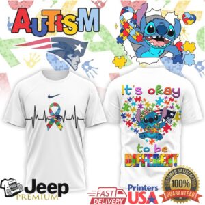 New England Patriots Stitch Autism Awareness Heart Ribbon Football Shirt New England Patriots Stitch Autism Awareness Heart Ribbon Football Shirt
