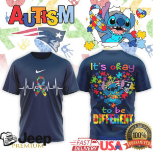 New England Patriots Stitch Autism Awareness Heart Ribbon Football Shirt