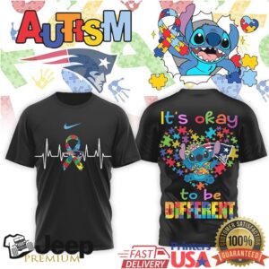 New England Patriots Stitch Autism Awareness Heart Ribbon Football Shirt