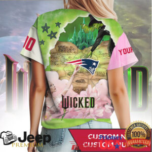 New England Patriots Wicked Movie Poster Style T Shirt Custom Name & Number