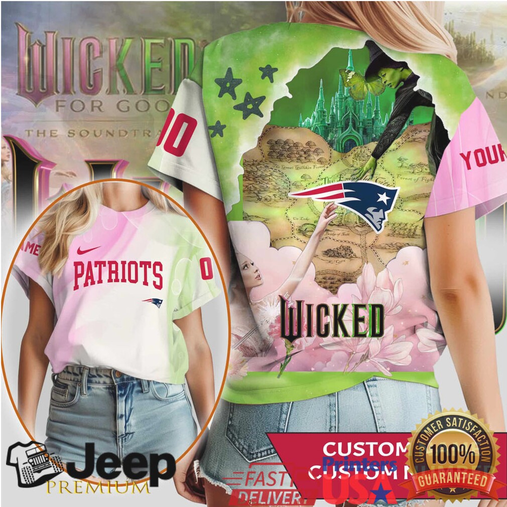 New England Patriots Wicked Movie Poster Style T Shirt Custom Name & Number New England Patriots Wicked Movie Poster Style T Shirt Custom Name & Number