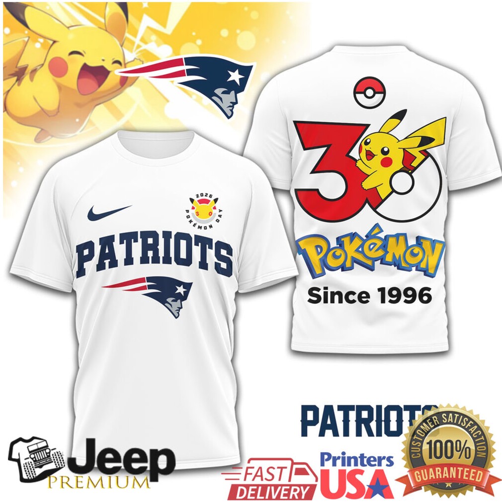 New England Patriots x Pokémon Pikachu 30th Anniversary T Shirt Since 1996 New England Patriots x Pokémon Pikachu 30th Anniversary T Shirt Since 1996