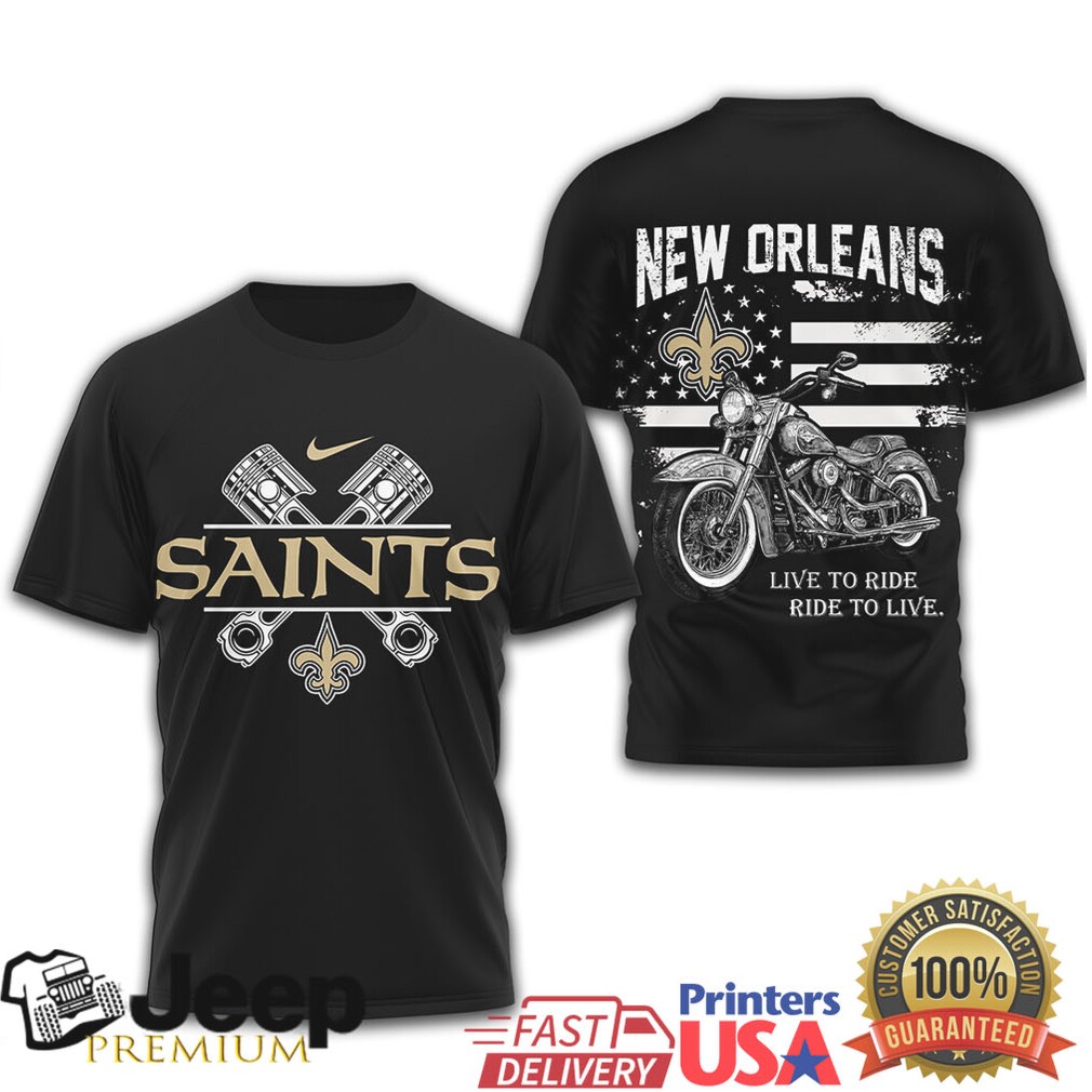 New Orleans Saints Biker T Shirt Motorcycle Pistons American Flag Design New Orleans Saints Biker T Shirt Motorcycle Pistons American Flag Design