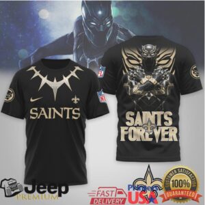 New Orleans Saints Forever Black Panther Wakanda Graphic T Shirt New Orleans Saints Forever Black Panther Wakanda Graphic T Shirt