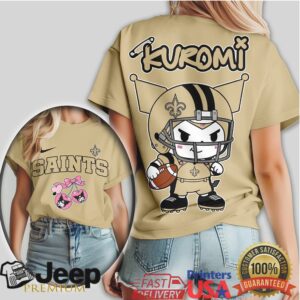 New Orleans Saints Kuromi Football Character T Shirt Kawaii NFL Clothing New Orleans Saints Kuromi Football Character T Shirt Kawaii NFL Clothing
