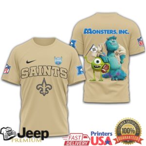 New Orleans Saints x Monsters Inc. Disney Pixar NFL Football T Shirt New Orleans Saints x Monsters Inc. Disney Pixar NFL Football T Shirt