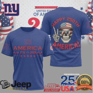 New York Giants Happy 250th Anniversary America Skull NFL T Shirt