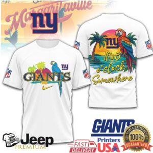 New York Giants NFL Summer Parrot It's 5 O'Clock Somewhere T Shirt
