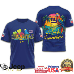 New York Giants NFL Summer Parrot It's 5 O'Clock Somewhere T Shirt