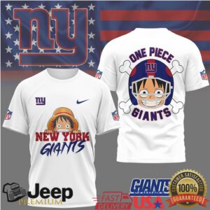 New York Giants x One Piece Luffy Pirate King Football T Shirt