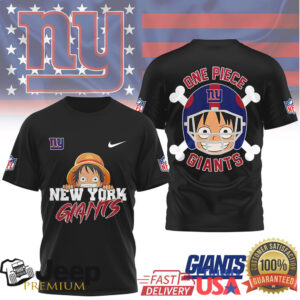 New York Giants x One Piece Luffy Pirate King Football T Shirt