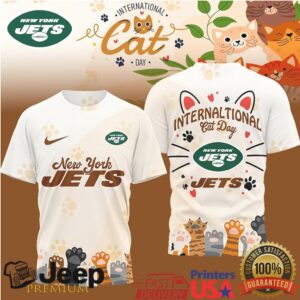 New York Jets International Cat Day Kitty Paws Graphic T Shirt