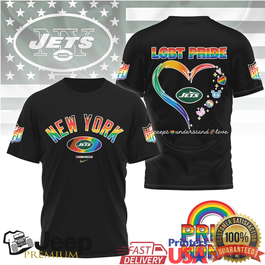 New York Jets LGBT Pride Month Rainbow Heart T Shirt New York Jets LGBT Pride Month Rainbow Heart T Shirt