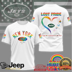 New York Jets LGBT Pride Month Rainbow Heart T Shirt
