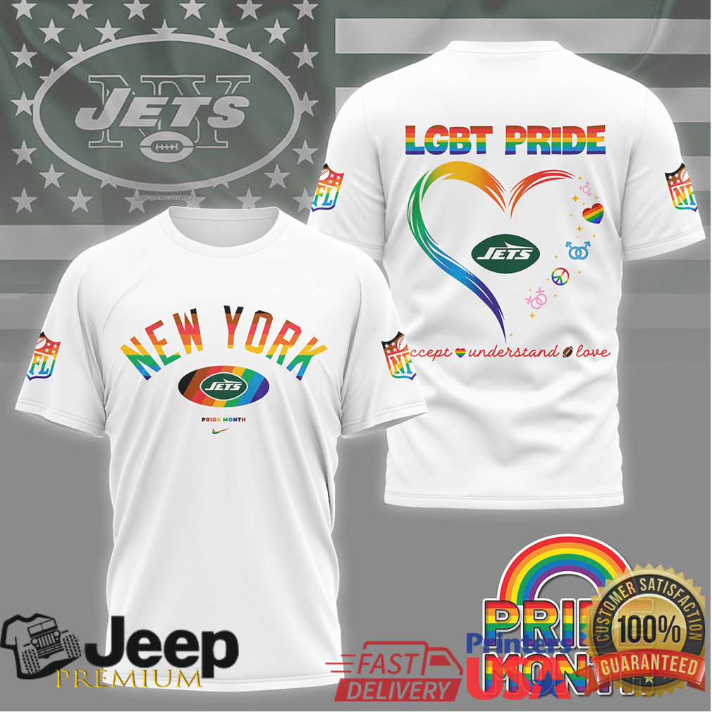 New York Jets LGBT Pride Month Rainbow Heart T Shirt New York Jets LGBT Pride Month Rainbow Heart T Shirt
