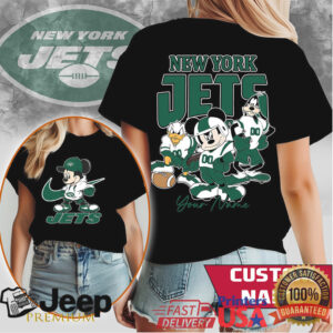 New York Jets Mickey Mouse and Friends Custom Name Football T Shirt