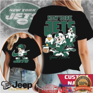 New York Jets Mickey Mouse and Friends Custom Name Football T Shirt