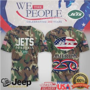 New York Jets NFL Camo T Shirt We The People 250 Years America New York Jets NFL Camo T Shirt We The People 250 Years America