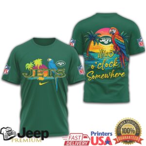 New York Jets NFL Tropical Island It’s 5 O’Clock Somewhere Parrot T Shirt New York Jets NFL Tropical Island It’s 5 O’Clock Somewhere Parrot T Shirt