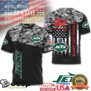 New York Jets Veteran Awareness T Shirt 22 A Day End Veteran Suicide Camo New York Jets Veteran Awareness T Shirt 22 A Day End Veteran Suicide Camo