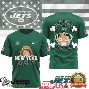 New York Jets x One Piece Luffy Straw Hat Anime Sports T Shirt New York Jets x One Piece Luffy Straw Hat Anime Sports T Shirt