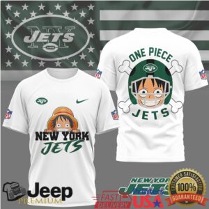 New York Jets x One Piece Luffy Straw Hat Anime Sports T Shirt