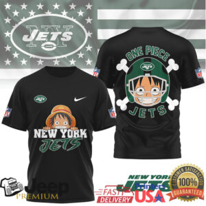 New York Jets x One Piece Luffy Straw Hat Anime Sports T Shirt