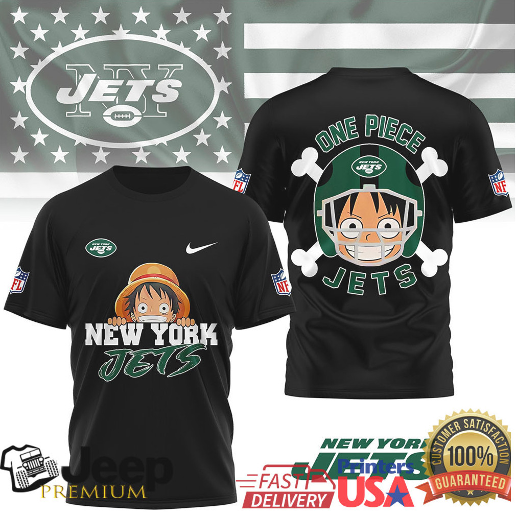New York Jets x One Piece Luffy Straw Hat Anime Sports T Shirt New York Jets x One Piece Luffy Straw Hat Anime Sports T Shirt