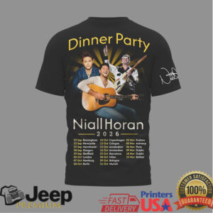 Niall Horan Dinner Party Tour 2026 Black T Shirt European Tour Dates