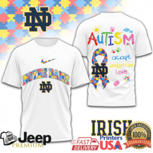 Notre Dame Fighting Irish Autism Awareness Support Graphic T Shirt