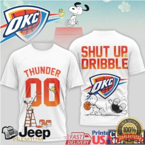 OKC Thunder Snoopy Shut Up and Dribble Personalized Basketball T Shirt