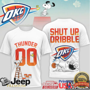 OKC Thunder Snoopy Shut Up and Dribble Personalized Basketball T Shirt