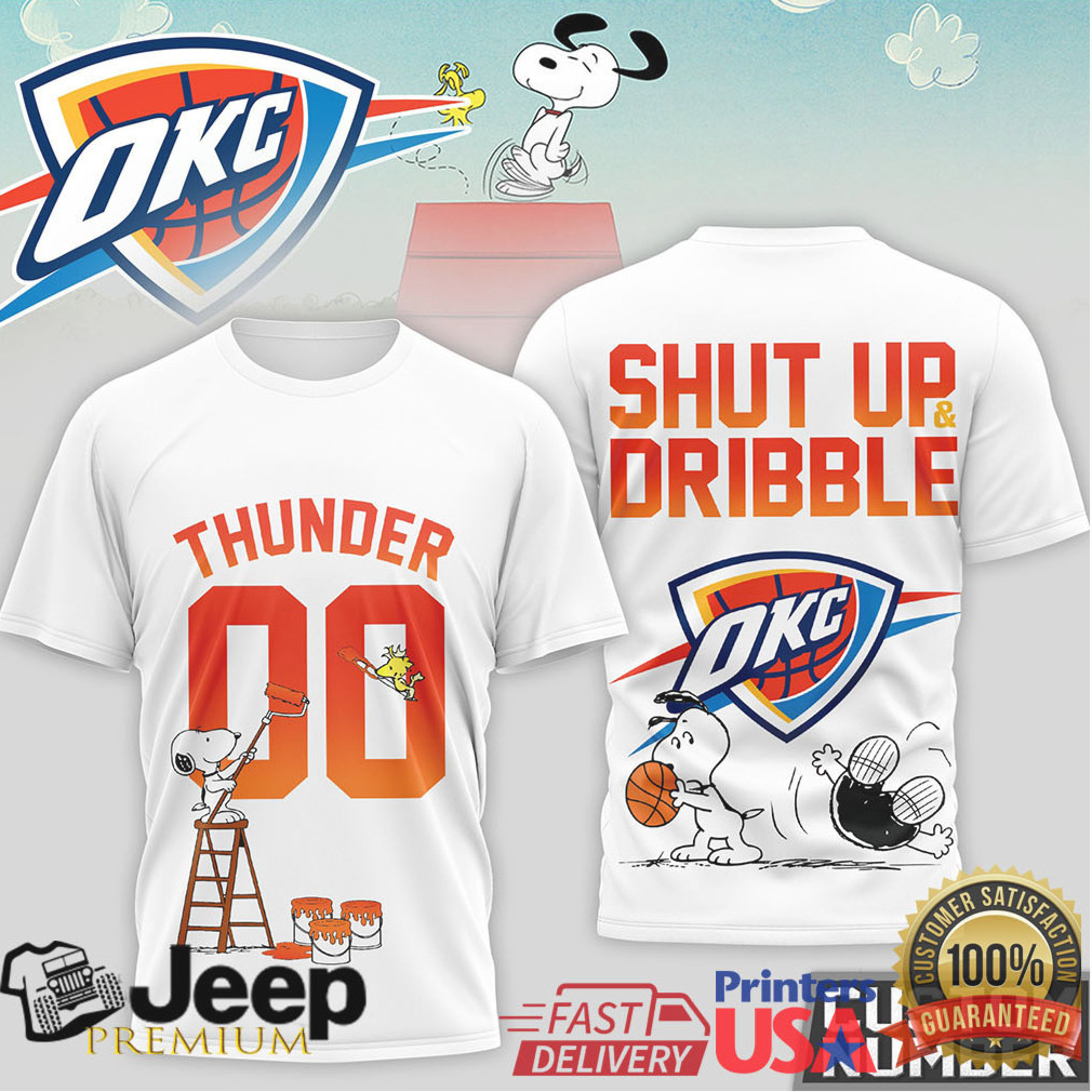 OKC Thunder Snoopy Shut Up and Dribble Personalized Basketball T Shirt OKC Thunder Snoopy Shut Up and Dribble Personalized Basketball T Shirt