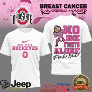 Ohio State Buckeyes No One Fights Alone Breast Cancer Awareness Pink Out T Shirt