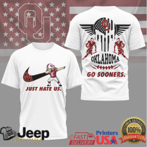 Oklahoma Sooners Just Hate Us Dabbing Mascot American Flag Skull T Shirt Oklahoma Sooners Just Hate Us Dabbing Mascot American Flag Skull T Shirt