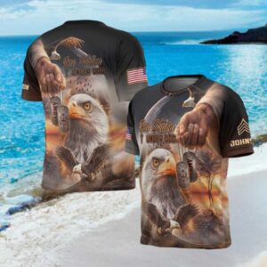 One Nation Under God Bald Eagle & Army Dog Tags Patriotic T Shirt