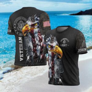 Patriotic Eagle with Dog Tags U.S. Army Veteran Camo T Shirt