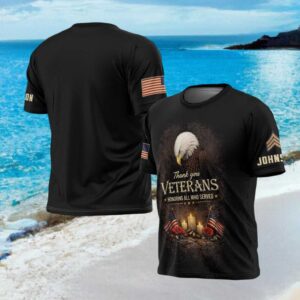 Patriotic Thank You Veterans Bowing Bald Eagle Memorial T Shirt