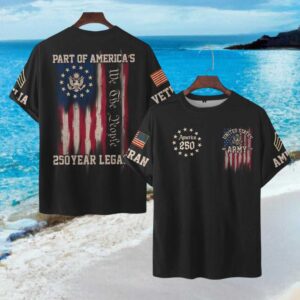 Patriotic US Army 250 Year Legacy We The People Flag T Shirt