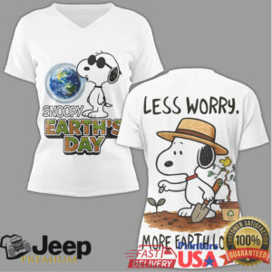 Peanuts Snoopy Earth Day Less Worry More Earth Love Gardening T Shirt Peanuts Snoopy Earth Day Less Worry More Earth Love Gardening T Shirt