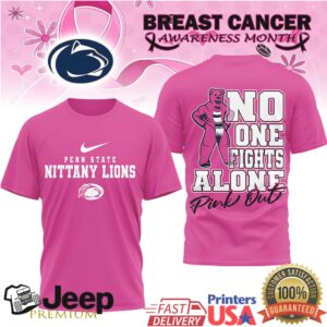 Penn State Nittany Lions Breast Cancer Awareness “No One Fights Alone” Pink Out T Shirt