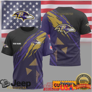 Personalize Baltimore Ravens Custom Name Graphic T Shirt