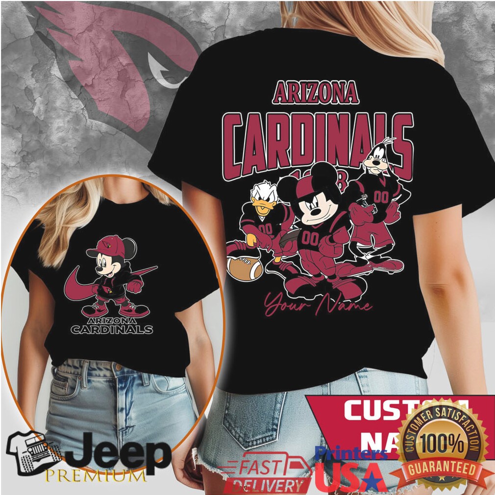 Personalized Arizona Cardinals Mickey & Friends NFL Fan T Shirt Personalized Arizona Cardinals Mickey & Friends NFL Fan T Shirt