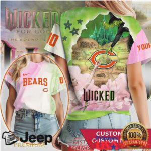 Personalized Chicago Bears x Wicked Movie Crossover 3D T Shirt
