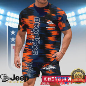 Personalized Denver Broncos NFL Graphic Print T Shirt and Shorts Sportswear