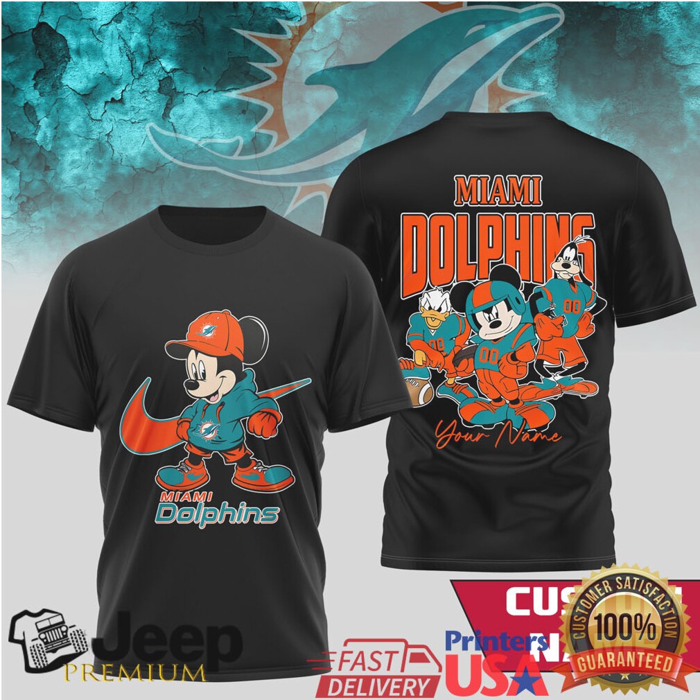 Personalized Miami Dolphins Mickey & Friends NFL Disney T Shirt Personalized Miami Dolphins Mickey & Friends NFL Disney T Shirt