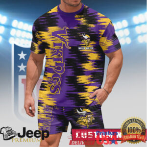 Personalized Minnesota Vikings NFL Purple & Gold Brush Stroke Lifestyle Set